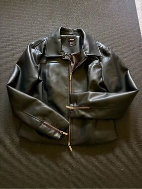 Cotton On women’s Black Faux Leather Bomber Jacket